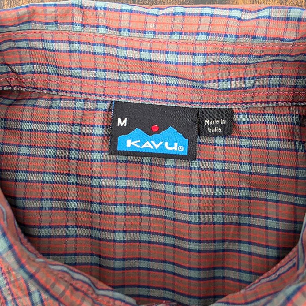 KAVU Mens Medium Plaid Button Up Shirt Long Sleeve Nylon Performance Lightweight - Picture 4 of 7